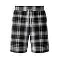 thumbnail image 4 of Delconic Men Neutral Tartan Plaid Quick Dry Knee Length Casual Shorts Elastic Drawstring Waist Side Pockets Loose Fit Short Pants For Summer Beach Gym Hiking Daily Black L, 4 of 5