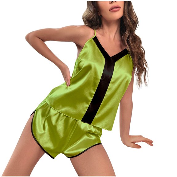 Lindreshi Lingerie Sets for Women 2pc Set Women's Camisole Pajamas Thin Home Wear Leopard Lace Two-Piece Set