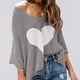 thumbnail image 2 of Tops de suéter de punto de mujer con cuello en V de media manga informal de moda sexy para mujer Fridja ghj987+5407, 2 of 7