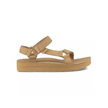 TEVA Womens Beige Padded Strappy Midform Round Toe Wedge Leather Slingback Sandal 11