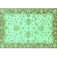 thumbnail image 1 of Ahgly Company Machine Washable Indoor Rectangle Oriental Turquoise Blue Traditional Area Rugs, 8' x 10', 1 of 4