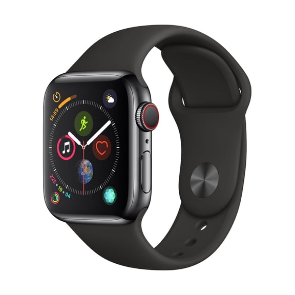 Apple Watch Series 4 GPS   Cellular, 40mm Space Black Stainless Steel Case with Black Sport Band