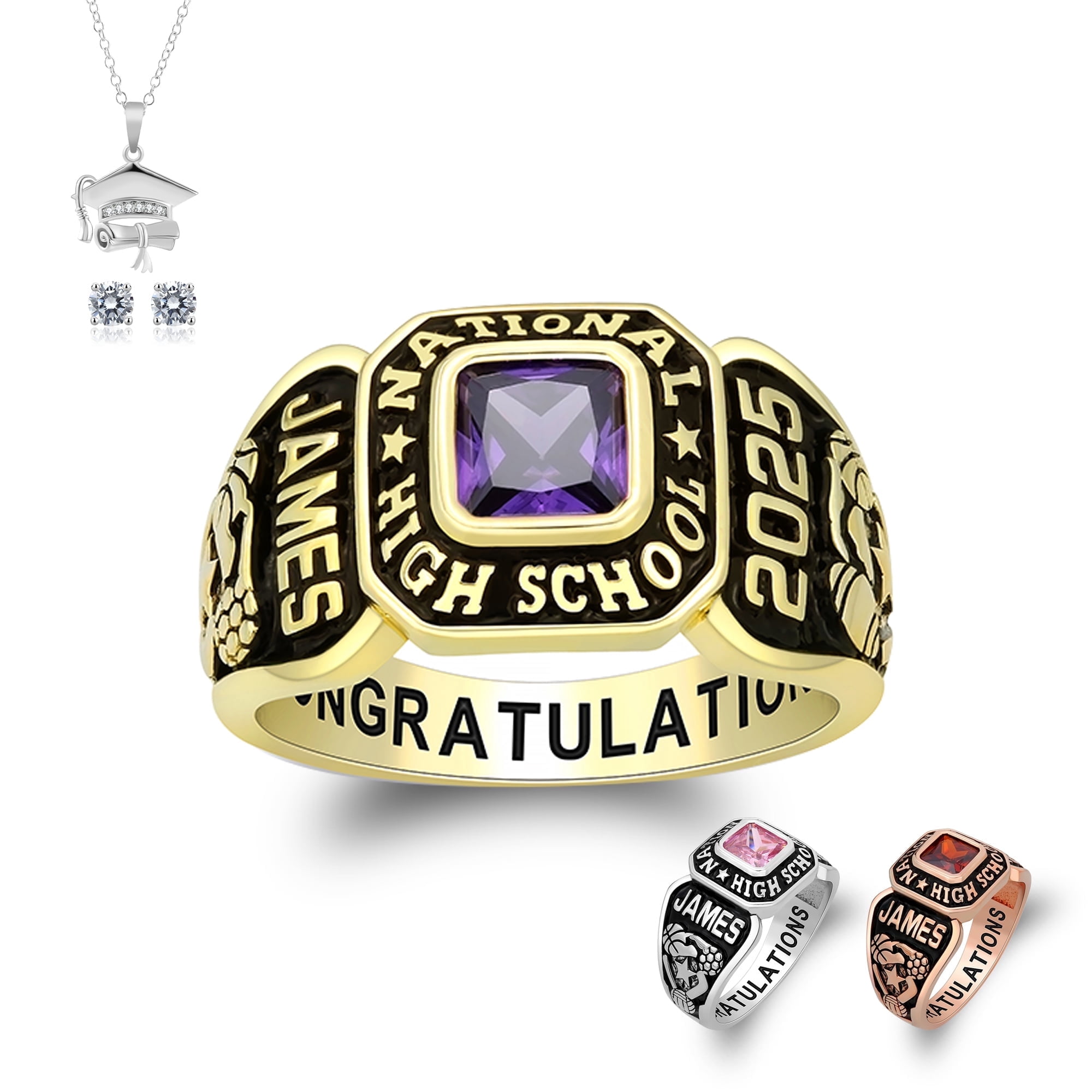 Ccjcinata Fully Personalized Customized class rings High School and College Class Ring – Classic Collection