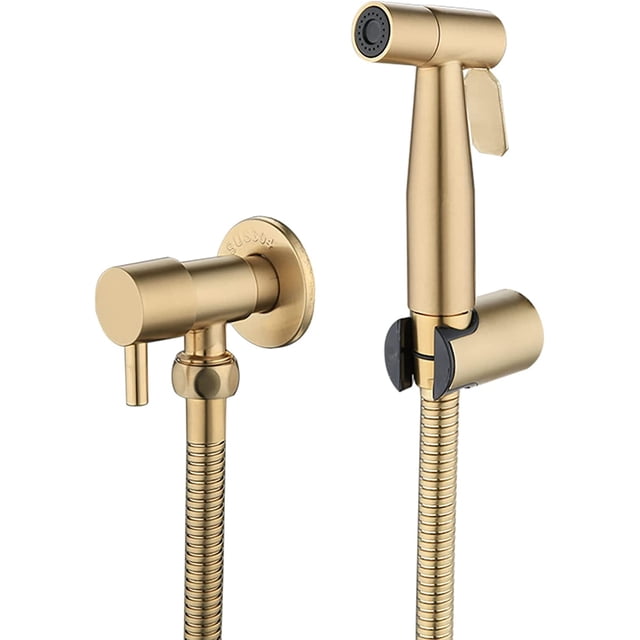 Pulvérisateur de Toilette en Acier Inoxydable, Kit de Pulvérisateur de Bidet, Pulvérisateur de Robinet (Or)