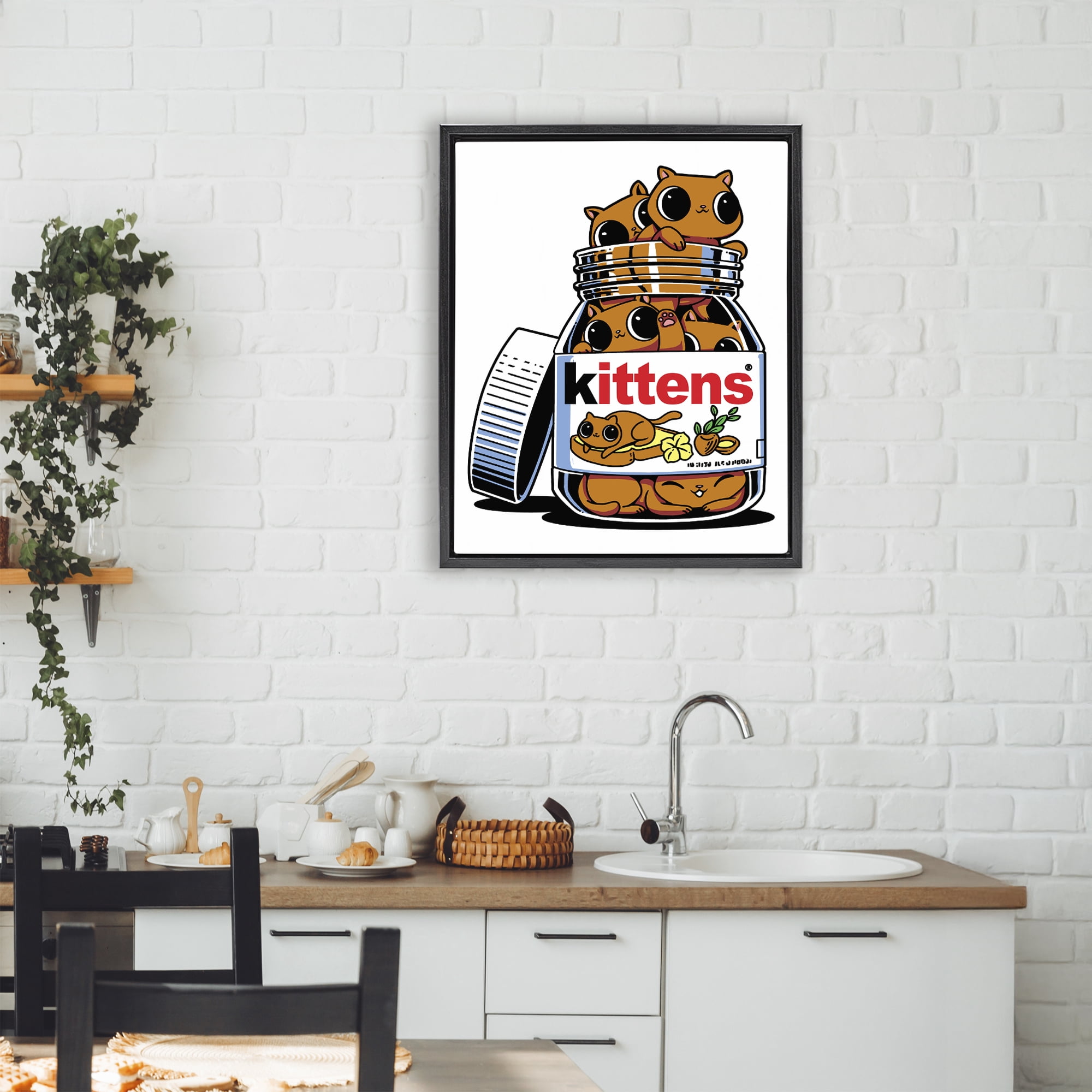 Stupell Industries Hazelnut Spread Cats Black Framed Floater Canvas Wall Art, design by Tobe Fonseca