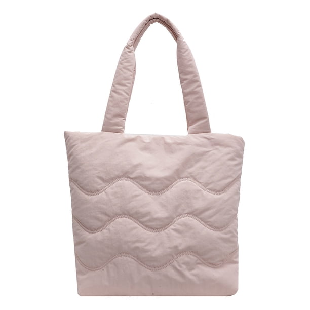 Bolso Puffer Tote Bag para Mujer Acolchado Color Sólido Bolsas Axilas