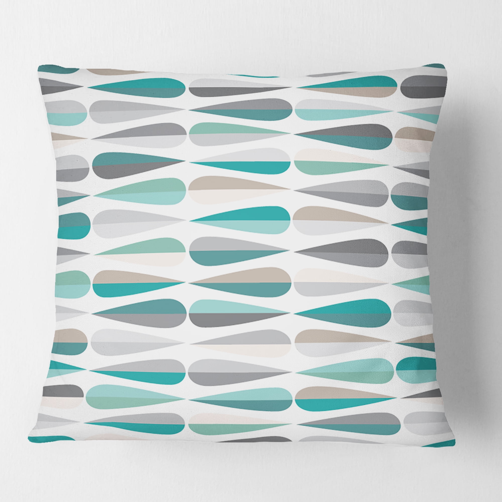 Designart Retro Abstract Drops III' Mid-Century Modern Throw Pillow - 18x18