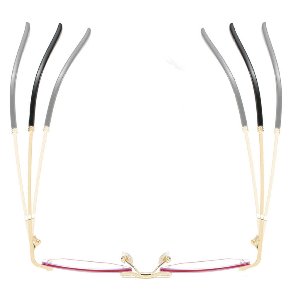 3 Pairs of Rimless Reading Glasses 3.00 for Women, Blue Light Blocking HD Presbyopic Eyeglasses, Gold Red Butterfly Metal Readers +3.00