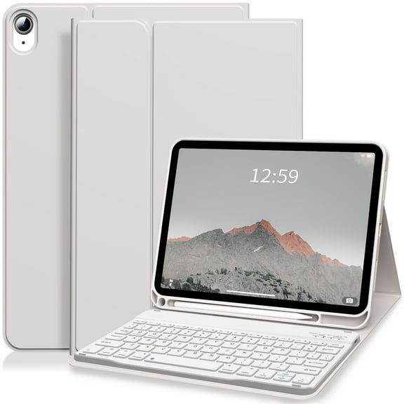 Aoub Keyboard Case for iPad 10th Generation 2022 with Pencil Holder Magnetic Detachable Wireless Bluetooth Folio Stand Rechargeable Keyboard Cover for iPad 10th 10.9 inch A2696 A2757 A2777, Grey
