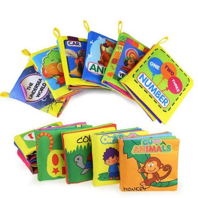 Montessori Baby Cloth Books Soft Rustle Sound Baby Quiet Books Infant Early Learning Educational Toys 0 -12 Months RattleA-Pattern CognitionChina He Qiyong unisex