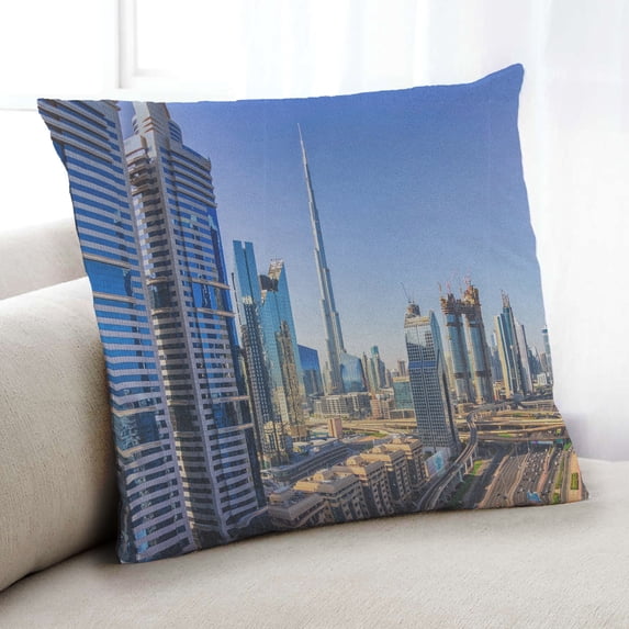 Ahgly Company Sites Burj Khalifa Indoor Throw Pillow, 18 inch by 18 inch