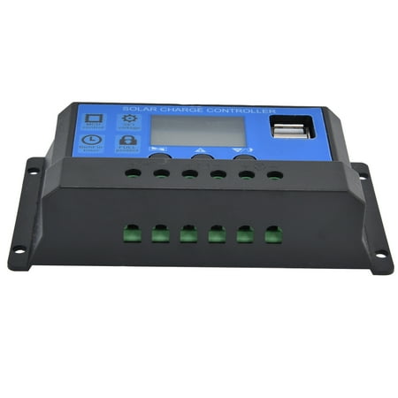 

Solar Charge Controller 12V/24V LCD Battery Intelligent Regulator Short Circuit / Reverse Protection Automatic Voltage Identification For Home For Business 30A