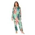 thumbnail image 2 of 1 Piece Adult Onesie Pajamas Cozy & Loose-Fit Sleepsuit Loungewear with Pockets Pink Abstract Floral Patterns Large, 2 of 7