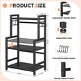 thumbnail image 6 of Kitchen Countertop Organizer, 3 Tier Large Spice Rack Organizer with Adjustable Shelf and 5 Hooks, Wooden Counter Organizer, Space Saving Countertop Shelf Microwave Stand for Kitchen,Coffee Bar,Black, 6 of 9