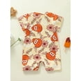 thumbnail image 3 of Wassery Baby Girls Jumpsuit Short Sleeve Crew Neck Romper Floral Bull Head Print Onesie Infant Summer Casual Clothes Set 0-18M, 3 of 8