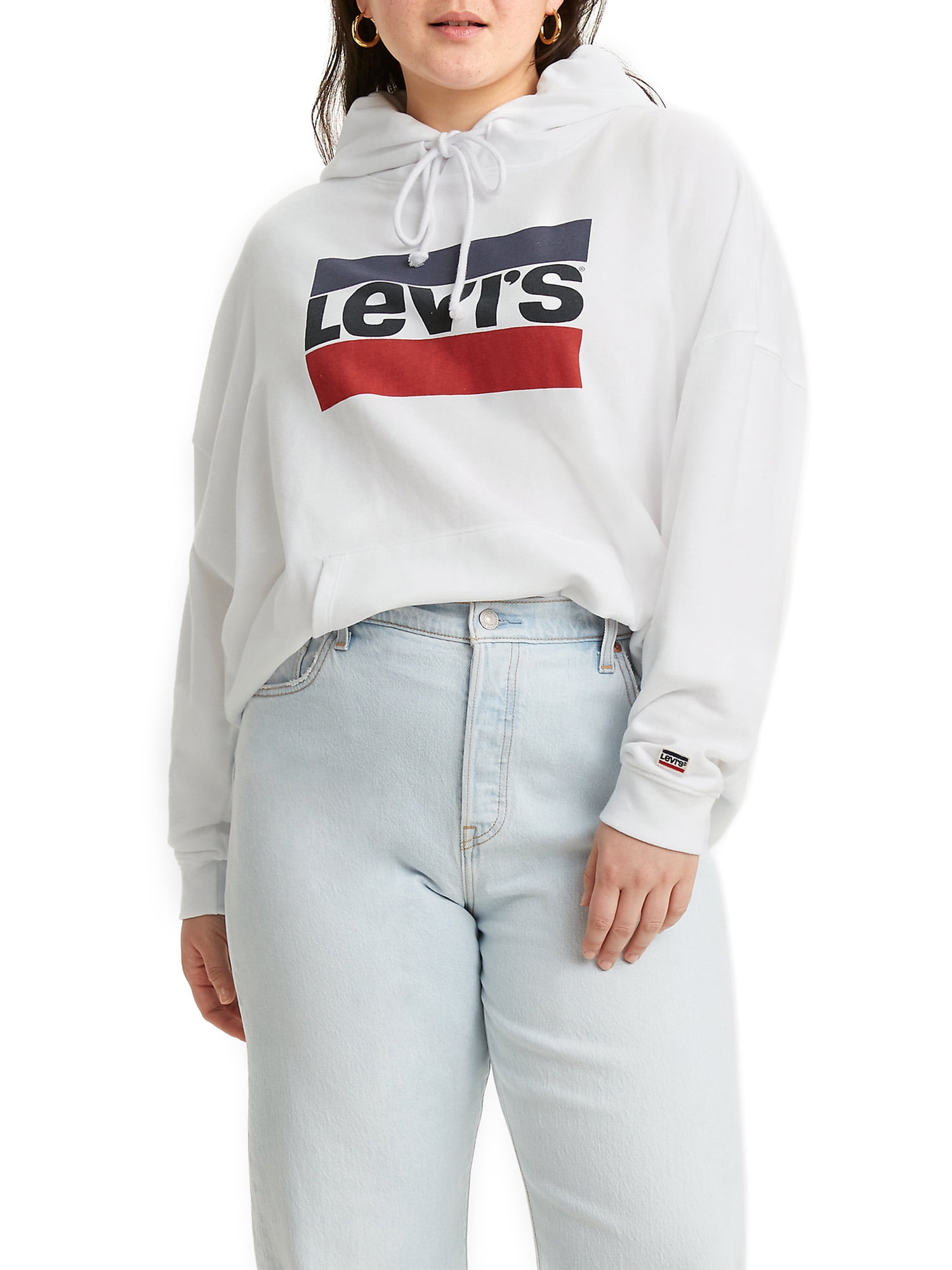 Levi's Women's Plus Size Logo Print Long Sleeve Pullover Hoodie ...