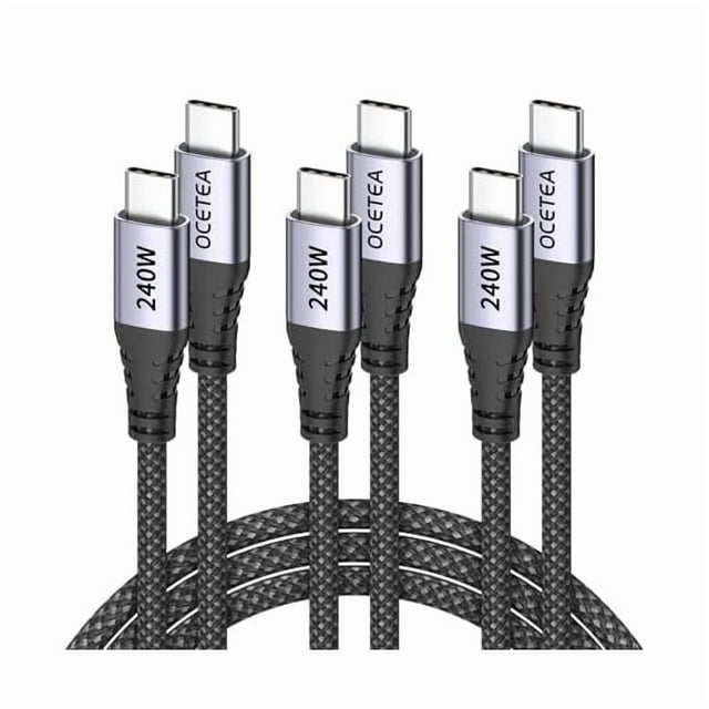 wonima11 240W USB C to USB C Cable, 3-Pack (6.6ft+3.3ft+3.3ft) USBC to USBC Cable, Braided Type C to Type C Cable Fast Charging for iPhone 16 15 Pro Max, MacBook Pro, IPad Pro, Galaxy S24 Ultra
