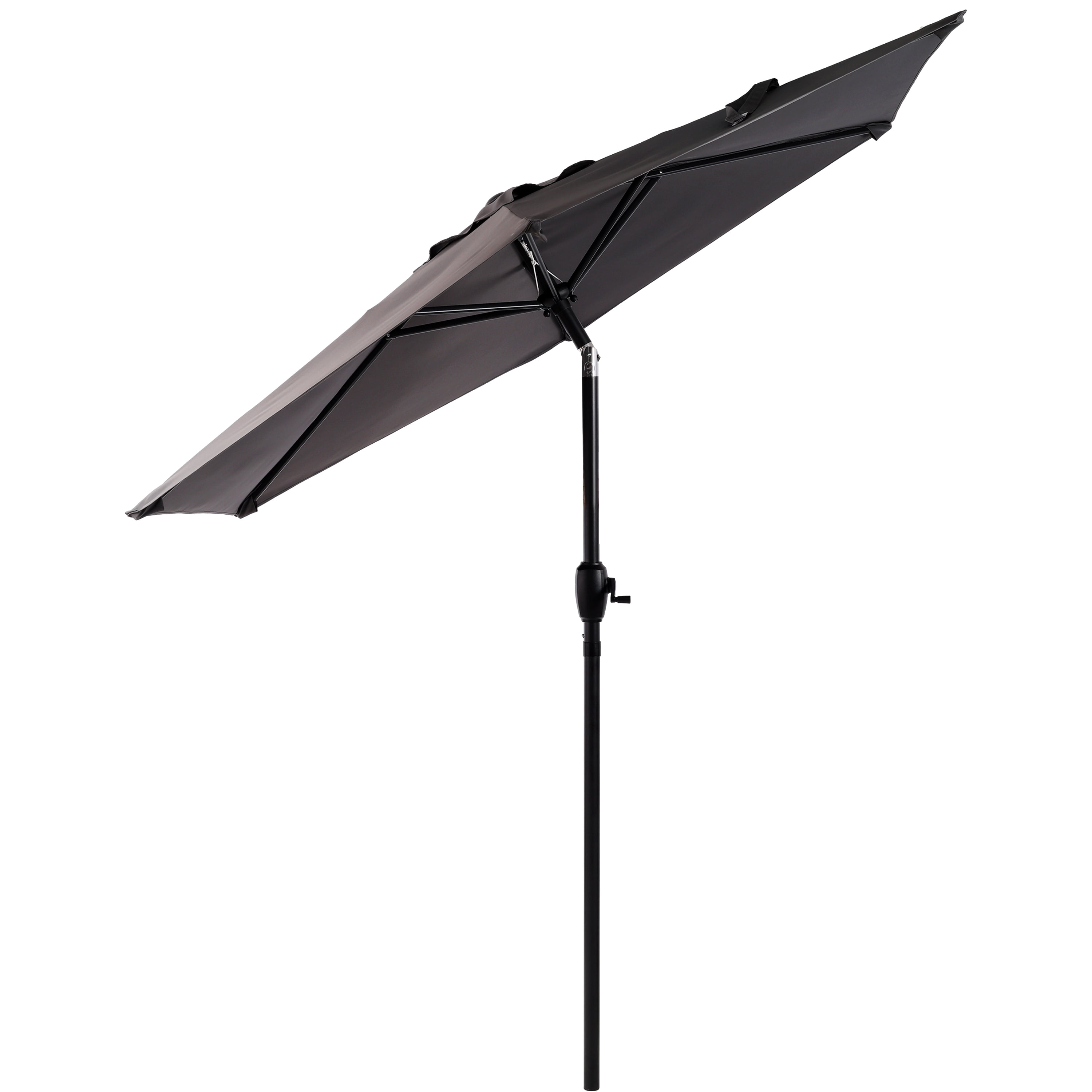 10FT Patio Umbrella, Outdoor Market Yard Umbrella, Sun Shade Umbrella with Push Button Tilt and Crank Mechanism for Garden, Deck, Pool and Backyard, Not Include Umbrella Base,Grey
