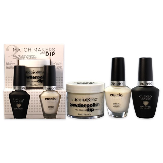 Cuccio Color Matchmakers Plus Dip Kit de 3 piezas Cupido en Capri 1.6oz Pro Powder Polish Dip System 0.44oz Veneer Soak Off Gel 0.43oz Color Nail Polish
