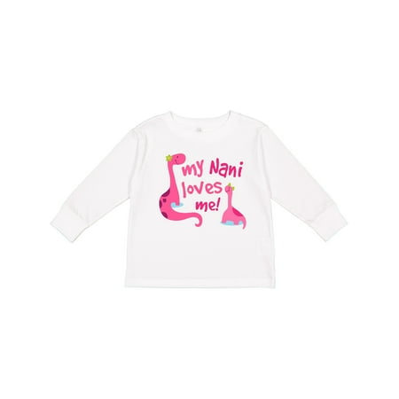 

Inktastic My Nani Loves Me Girl Dinosaur Gift Toddler Toddler Girl Long Sleeve T-Shirt