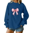 thumbnail image 2 of Xuyuer Valentine's Day Women's Bow Lover Heart Print Round Neck Loose Hoodie Long Sleeve Top, Cute Casual Pullover for Valentine's Day Gifts, Date Nights and Everyday Cozy Wear, 2 of 5