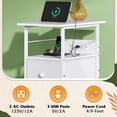 thumbnail image 6 of CZMDZH Narrow Side Table with Charging Station, End Table with LED Light, 2 Fabric Drawers and Open Shelf, White, 6 of 12