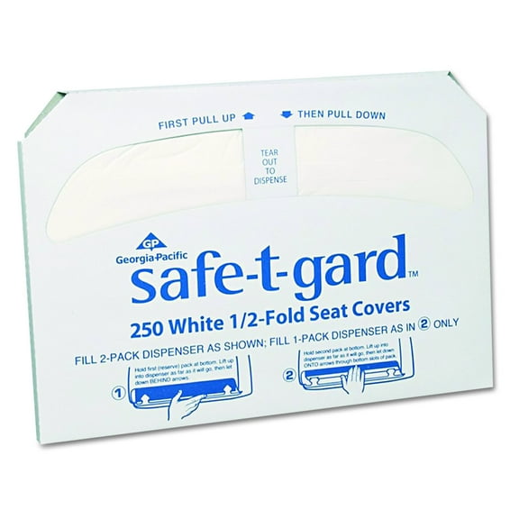 Pacific Blue Basic 1/2-Fold Toilet Seat Cover by GP PRO, White, 5,000 Count, 47046 | 20 packs of 250