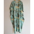 thumbnail image 2 of Animal Jungle Print Greenish Cotton Fabric Indian Kaftan Dress Long Top Caftan, Dress Beach Wear Cover up, Printed Sleepwear Maxi Dress Boho Kimono Robe, 2 of 5