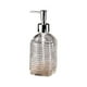 thumbnail image 1 of Dispensador de jabón de vidrio con rayas horizontales, botella de 350 ml de capacidad para jabón de manos, champú, gel de ducha, bomba de presión, envase rellenable, decoración para baño y cocina., 1 of 6
