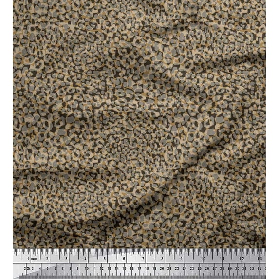 Soimoi Poly Georgette Fabric Leopard Animal Skin Printed Craft Fabric by The Yard 42 Inch Wide