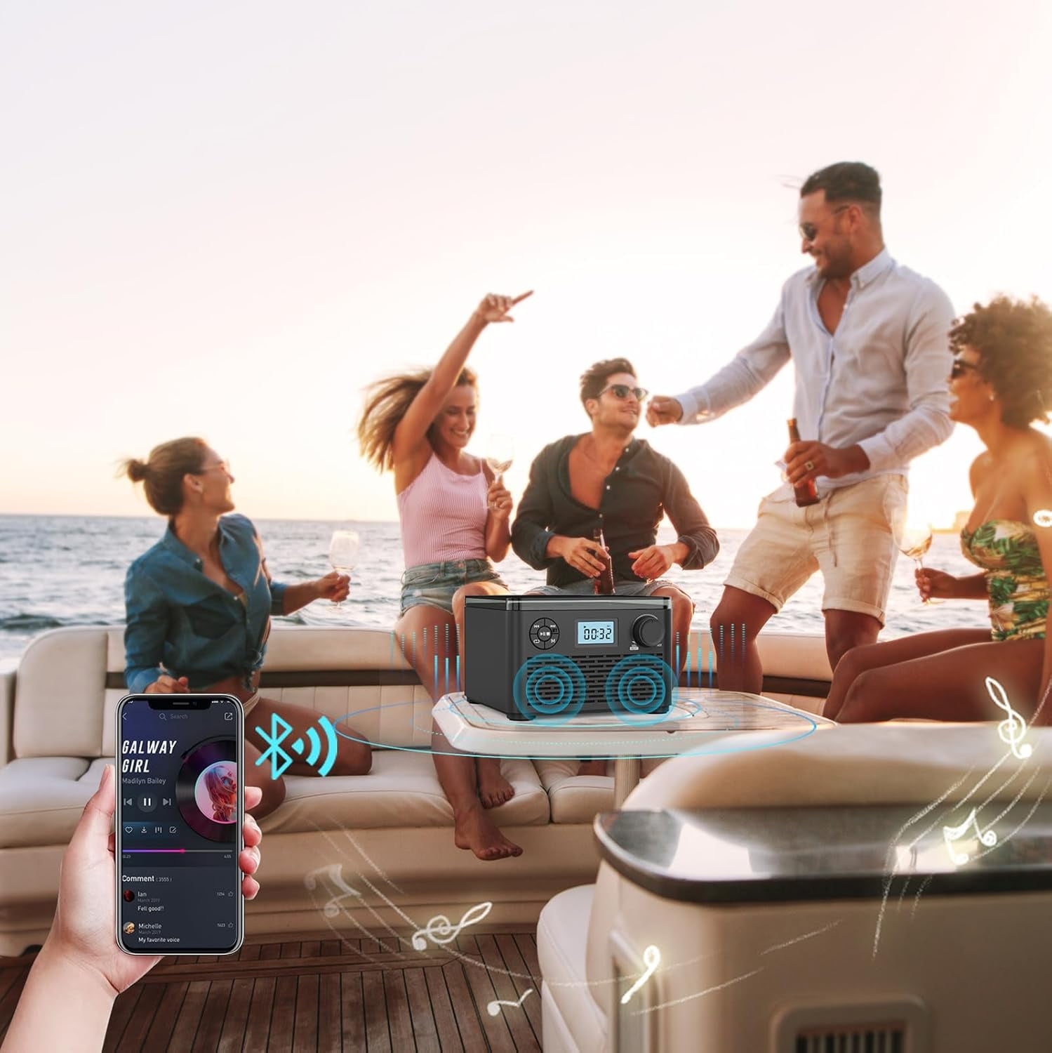 Portable CD Player Boombox with Bluetooth,CD Players for Home with Stereo Speakers,Rechargeable BoomBox CD Player with FM Radio,Support CD/MP3,USB/TF Card,Headphone Jack for Home and Kids Gift