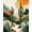 Green Coral Amber, Pattern 17, variant on ODIKA Botanical Mid Print Monstera Motif Forest Sunset Abstract Round Pet Friendly & Kids Safe Play for Playroom, Bedroom, Reading Nook