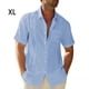 thumbnail image 4 of Camisa de hombre Qarigey casual manga corta azul claro, 4 of 5