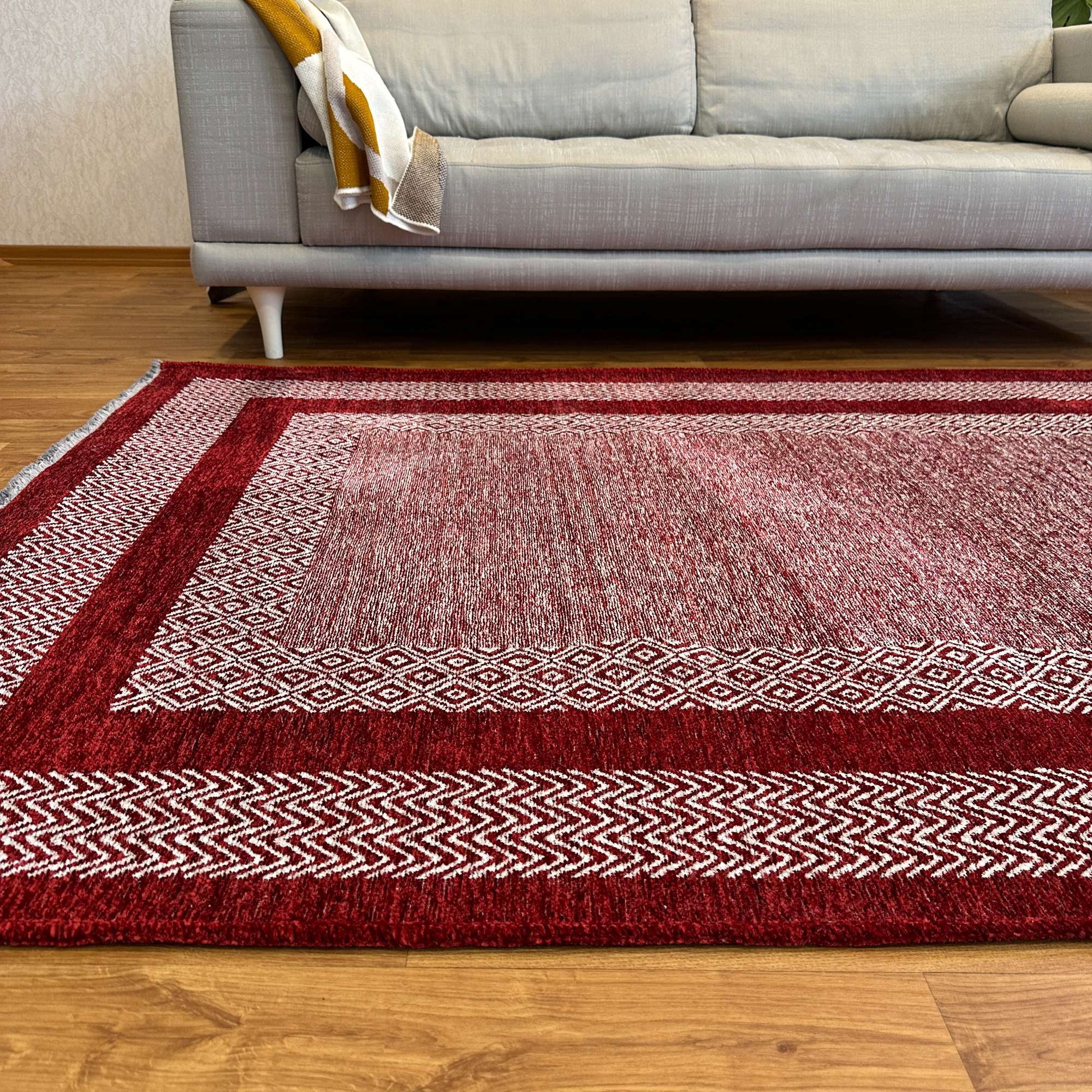 Alfa Rich 3x5 Scandinavian Style Red Burgundy Washable Woven Cotton Runner Rugs