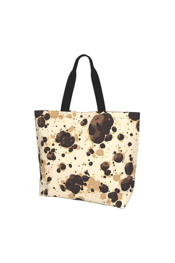 Large Capacity Single Shoulder Shopping Bag 19.715.75.9in Main Pocket Large To Accommodate Your Daily Needs Can Be Portable Can Be A Single Shoulder Back Milk Cow Print Style Sienna_1