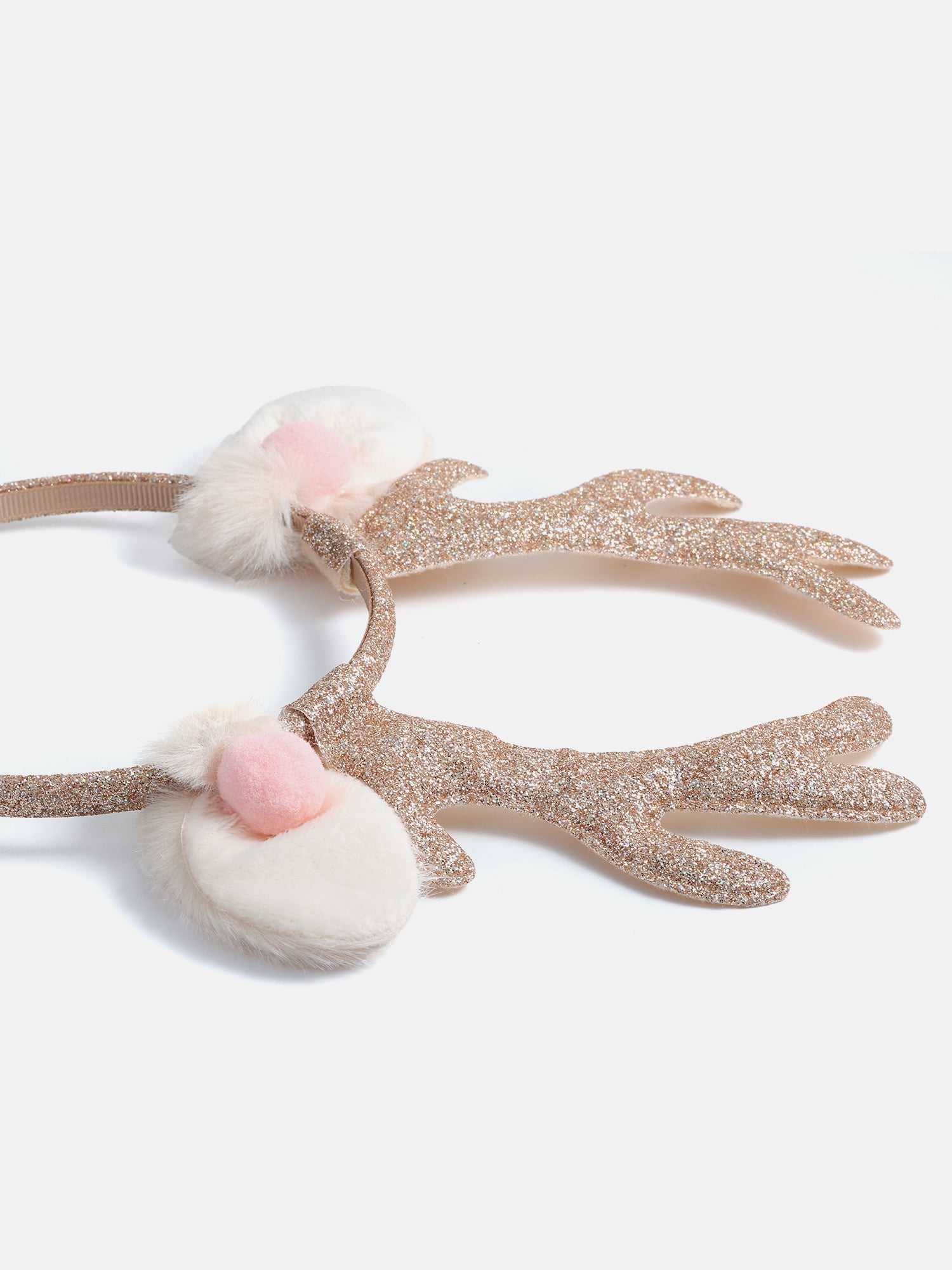Way to Celebrate Women's Light Pink Glittery Reindeer Antler Headband, 1 Piece, One Size Fits Most