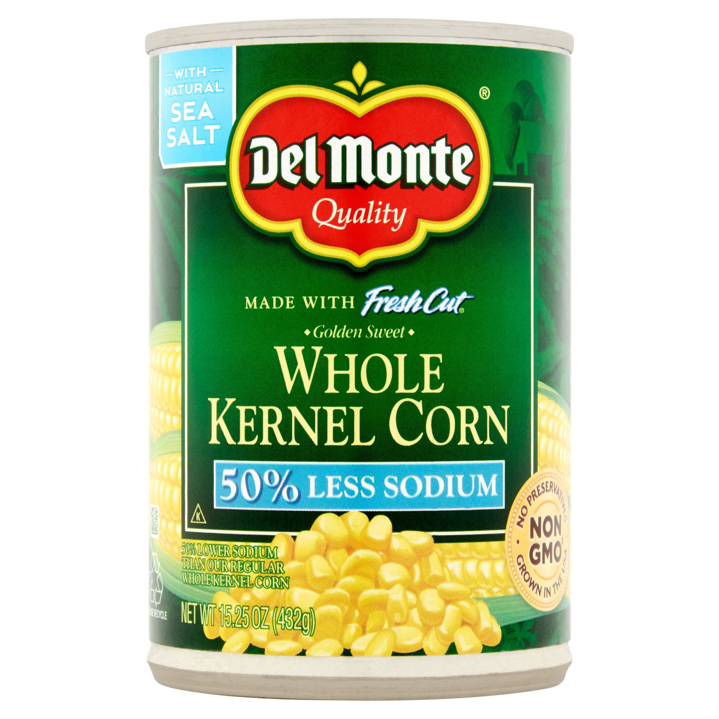 Del Monte Fresh Cut Golden Sweet Whole Kernel Corn, 50 Less Sodium, 15