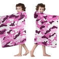 thumbnail image 4 of Purple Pink Camo Classic Shapes Pattern Hooded Bath Towel，50"x30" for Ages 3 To 12 Kids, Quick Dry Lightweight Soft Microfiber Hood Beach Towel Cover Up for Kids, 4 of 7