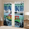 thumbnail image 2 of jejeloiu Happy Lake House Blackout Curtains Set of 2 (52x84 Each),Rustic Wooden Planks Window Curtains For Boys Girls, 2 of 6