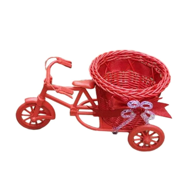 Artificial Flower Basket Vase Mini Plant Rack for Wedding Home Decor Red
