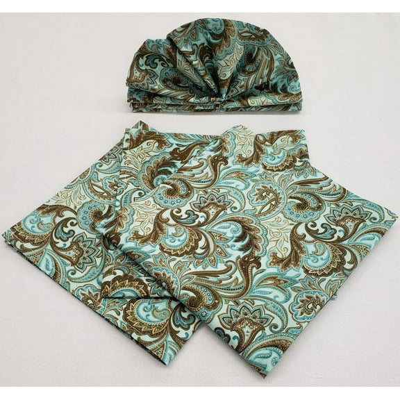 Brown & Teal Paisley Cloth Napkins by Penny's Needful Things (Set of 4)