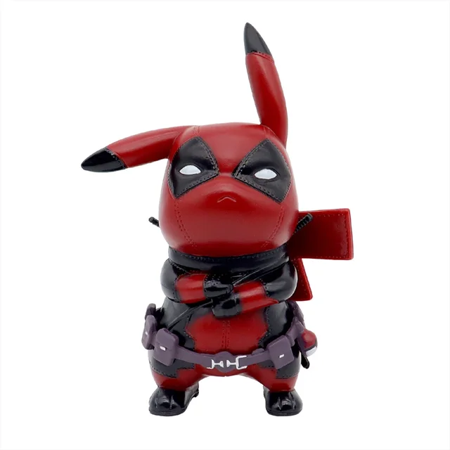 12cm Kawaii Pikachu Cos Deadpool personajes de Anime versión q de animación de dibujos animados figura de juego de marea decoración de coche de escritorio pokemon