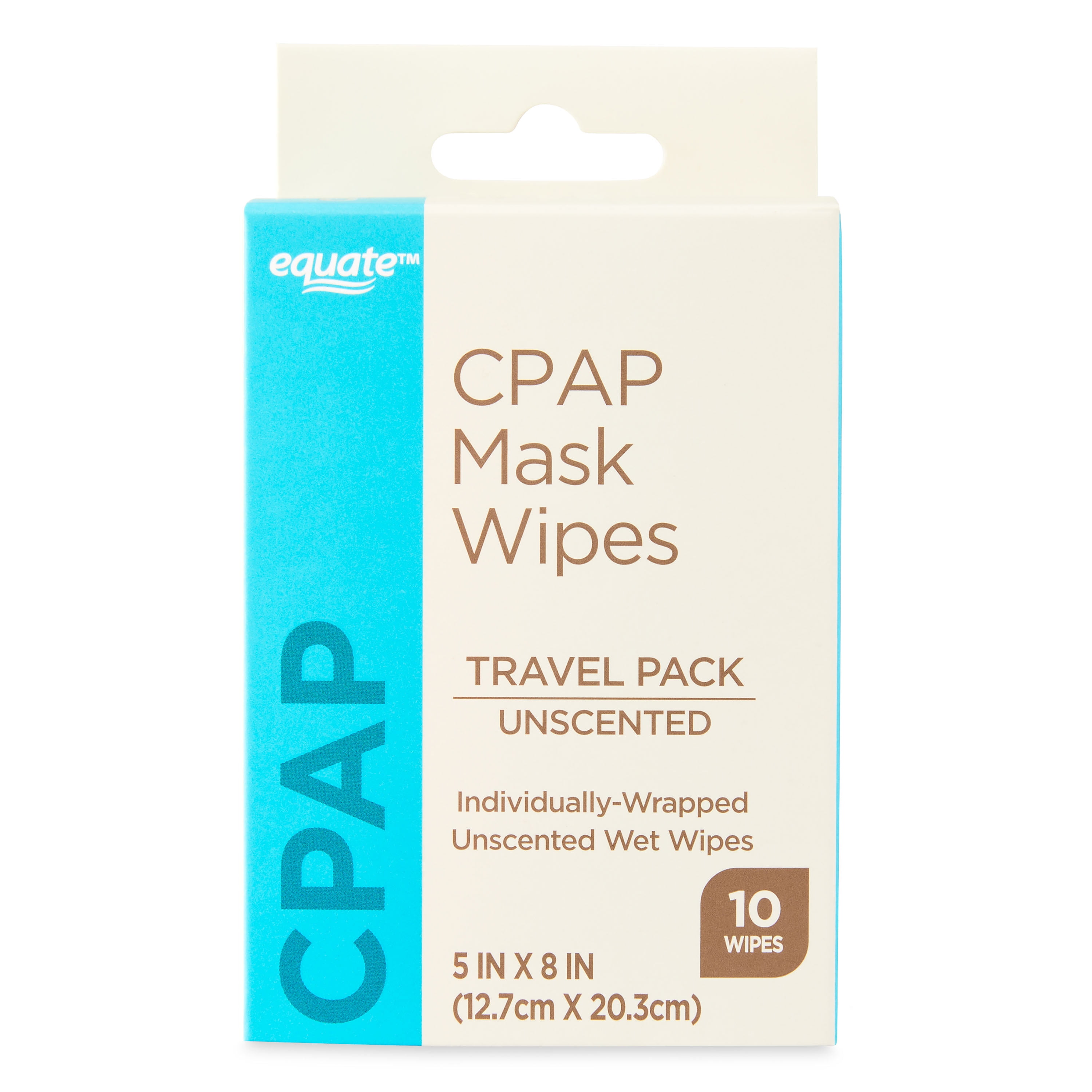 (2 pack) Equate CPAP Mask Wipes, Individually Wrapped and Unscented, 100% Cotton, 10 Count (1 Pack)