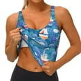 thumbnail image 3 of Pofeuu Watercolor Ships Print Sports Bra for Women Sexy Vest Yoga Running Gym Fitness Crop Bras Tops-, 3 of 8