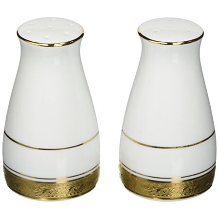 Gold Salt And Pepper Shakers Set - 5 Oz Each, Modern Farmhouse Design, Glass Base, Refillable, Gift Box