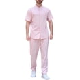 thumbnail image 2 of YHAJDS Mens 2 Piece Outfits Mens Summer Outfits Men Sets 2 Piece Outfits Solid Color Stand Collar Short Sleeve Top And Long Pants Casual Set, 2 of 3