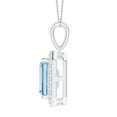thumbnail image 2 of ANGARA Natural Floating Emerald-Cut 1.35 ct Aquamarine Halo Pendant in 14K White Gold for Women (Size-8x6mm) | March Birthstone, Anniversary, Jewelry Gift for Women | Natural Aquamarine Necklace, 2 of 8