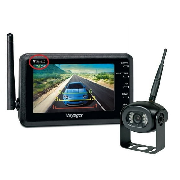 ASA Electronics Backup Camera WVSXS43 Voyager; Rear End Mount; 4.3 Inch LCD Color Monitor; Integrated Microphone; Wide Viewing Angle; IR LED Low-Light Assist; With Distance Meter; Waterproof; Black