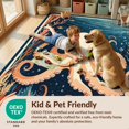 thumbnail image 4 of Design&I 8'x10' Washable Area Rug Sleek Flatweave Pet Friendly Octopus Nautical Sea Creature Design With Marine Coral Reef Accents for King Size Bedroom, Under Bed, 4 of 7