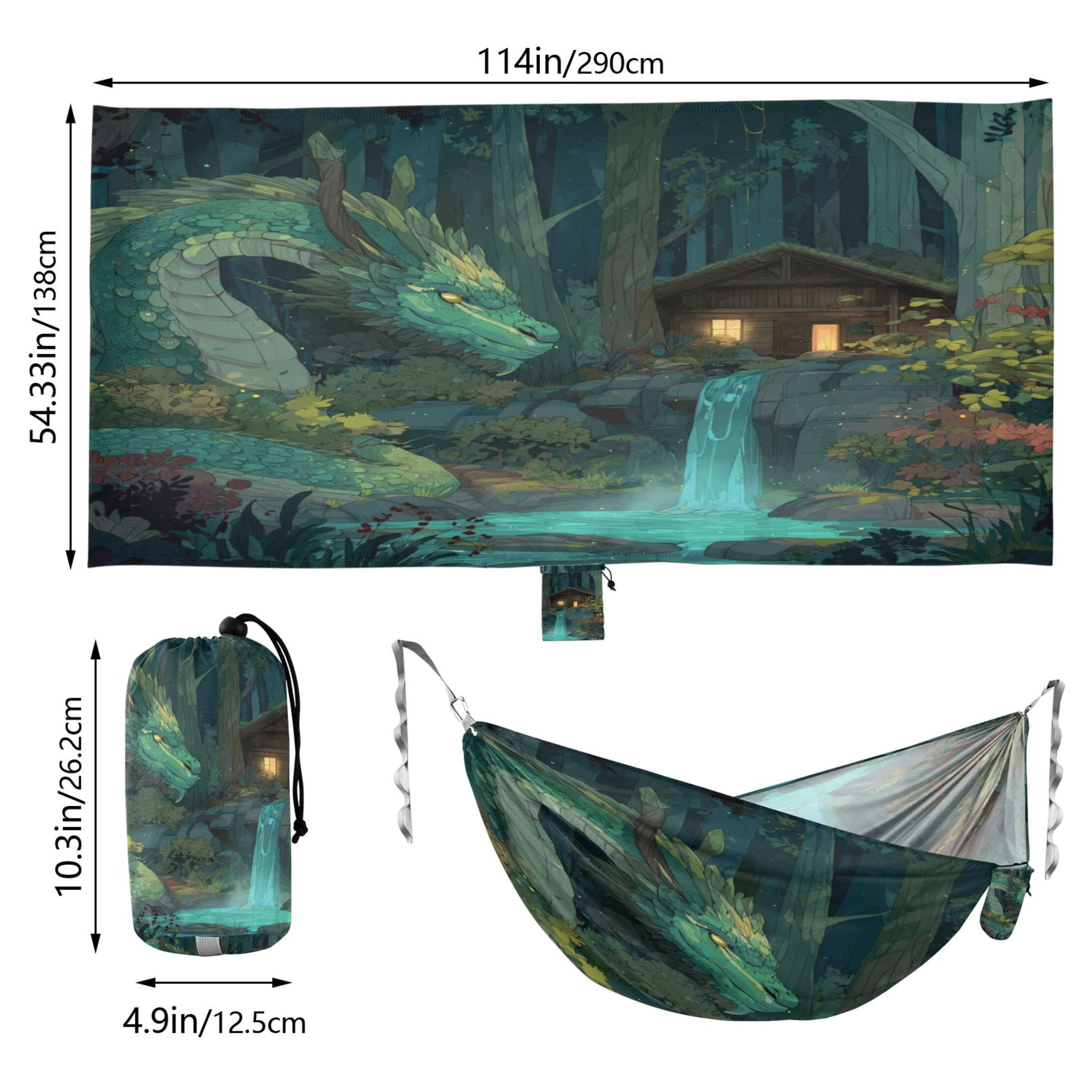 Hammock Camping Hammock Nylon Portable Hammock Travel Camping Hammock Green Dragon Forest Cabin